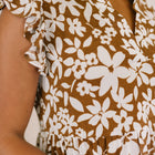Lizzy Forever Flutter Sleeve Dress in Basic Mocha and White Floral
