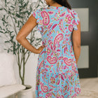 Lizzy Forever Flutter Sleeve Dress in Blue and Pink Paisley Floral