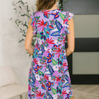 Lizzy Flutter Sleeve Dress in Multi Leaf