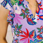 Lizzy Flutter Sleeve Dress in Multi Leaf