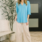 Lizzy Smock Top in Coastal Blue