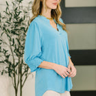 Lizzy Smock Top in Coastal Blue