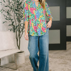 Lizzy Smock Top in Light Multi Painted