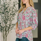 Lizzy Smock Top in Mint and Pink Floral Paisley