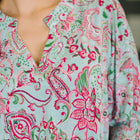 Lizzy Smock Top in Mint and Pink Floral Paisley