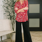 Lizzy Smock Top in Red and Pink Floral