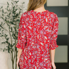 Lizzy Smock Top in Red and Pink Floral