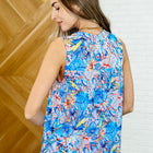 Lizzy Tank Top in Aqua and Pink Tropical Floral