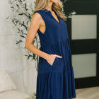 Lizzy Tiered Tank Dress in Navy
