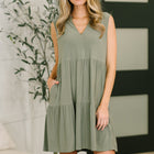 Lizzy Tiered Tank Dress in Pistachio