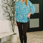 Lizzy Top in Aqua Paisley