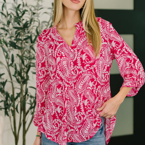 Lizzy Top in Pink Paisley