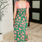 Low Effort, High Impact Tiered Dress in Green/Coral
