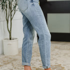 Mallory Mid Rise Bleach Wash Boyfriend Jeans