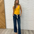 Melanie High Rise Drawstring Wide Leg Jeans