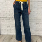 Melanie High Rise Drawstring Wide Leg Jeans