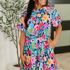 Miss Behave Bubble Sleeve Dress in Navy