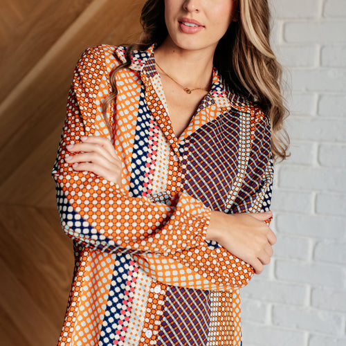 Moderately Mod Polka Dot Button Up Top
