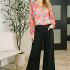 Modern Meadow V-Neck Puff Sleeve Blouse