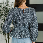 Muse Moves High Neck Peplum Blouse in Black