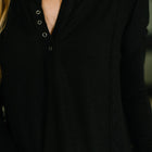 Never Been So Sure Lace Accent Henley Top in Black