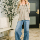 Never Been So Sure Lace Accent Henley Top in Taupe