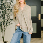 Never Been So Sure Lace Accent Henley Top in Taupe