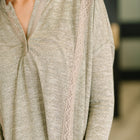 Never Been So Sure Lace Accent Henley Top in Taupe