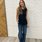 New Normal Pleat Detail Sleeveless Top in Black
