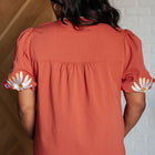 No Concerns Embroidered Sleeve Blouse