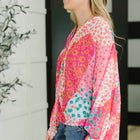 No Hesitation Mixed Print Blouse