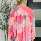 No Hesitation Mixed Print Blouse