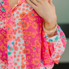 No Hesitation Mixed Print Blouse