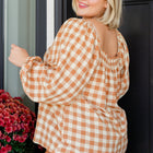 One Fine Afternoon Gingham Plaid Top In Caramel