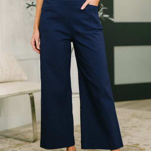Only Pair High Waisted Wide Leg Bottoms in Navy