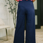 Only Pair High Waisted Wide Leg Bottoms in Navy