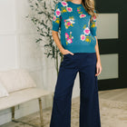 Only Pair High Waisted Wide Leg Bottoms in Navy