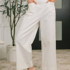 Only Pair High Waisted Wide Leg Bottoms in Off White