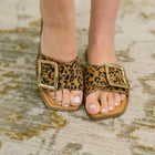 Opera Square Toe Buckle Slip On Sandal
