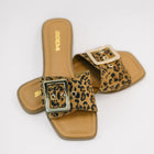 Opera Square Toe Buckle Slip On Sandal