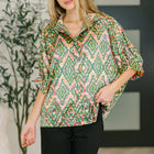 Optical Illusion Button Up Blouse