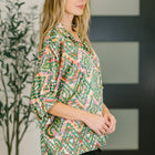 Optical Illusion Button Up Blouse