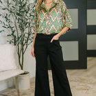 Optical Illusion Button Up Blouse
