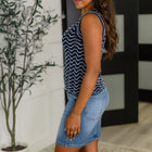 Own the Chill Wavy Striped Top in Navy