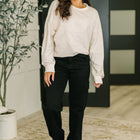 Petal Poise Floral Applique Pullover in Neutral