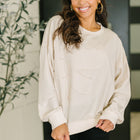 Petal Poise Floral Applique Pullover in Neutral