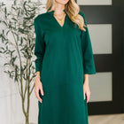 Portfolio Quarter Sleeve Dress in Hunter Green