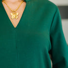 Portfolio Quarter Sleeve Dress in Hunter Green
