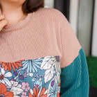 Retro and Ribbed Floral Color Block Top