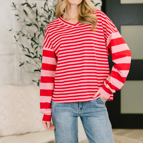 Rhythm & Rows V-Neck Drop Shoulder Pullover